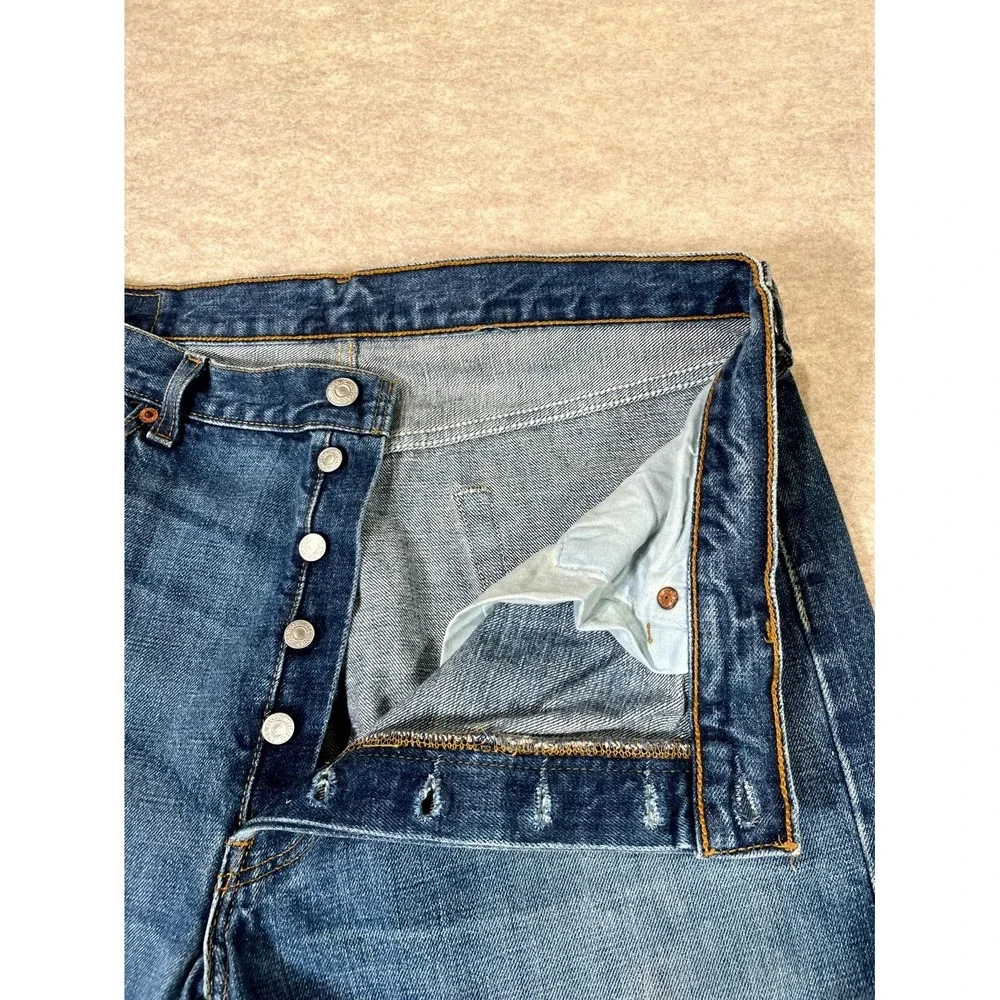 Levis 501 Original Fit Jeans Mens 36x32 Blue Denim Straight Leg Cotton High Rise